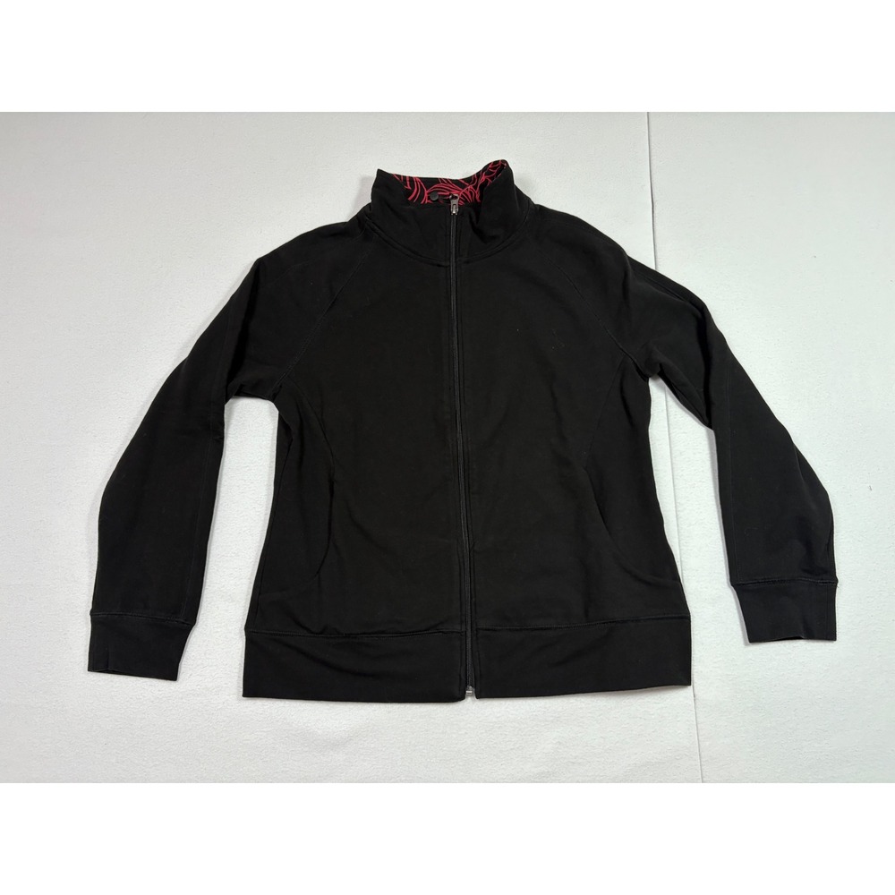 Danskin Now Womens Black Full Zip Track Jacket Stand Collar Size L 12-14